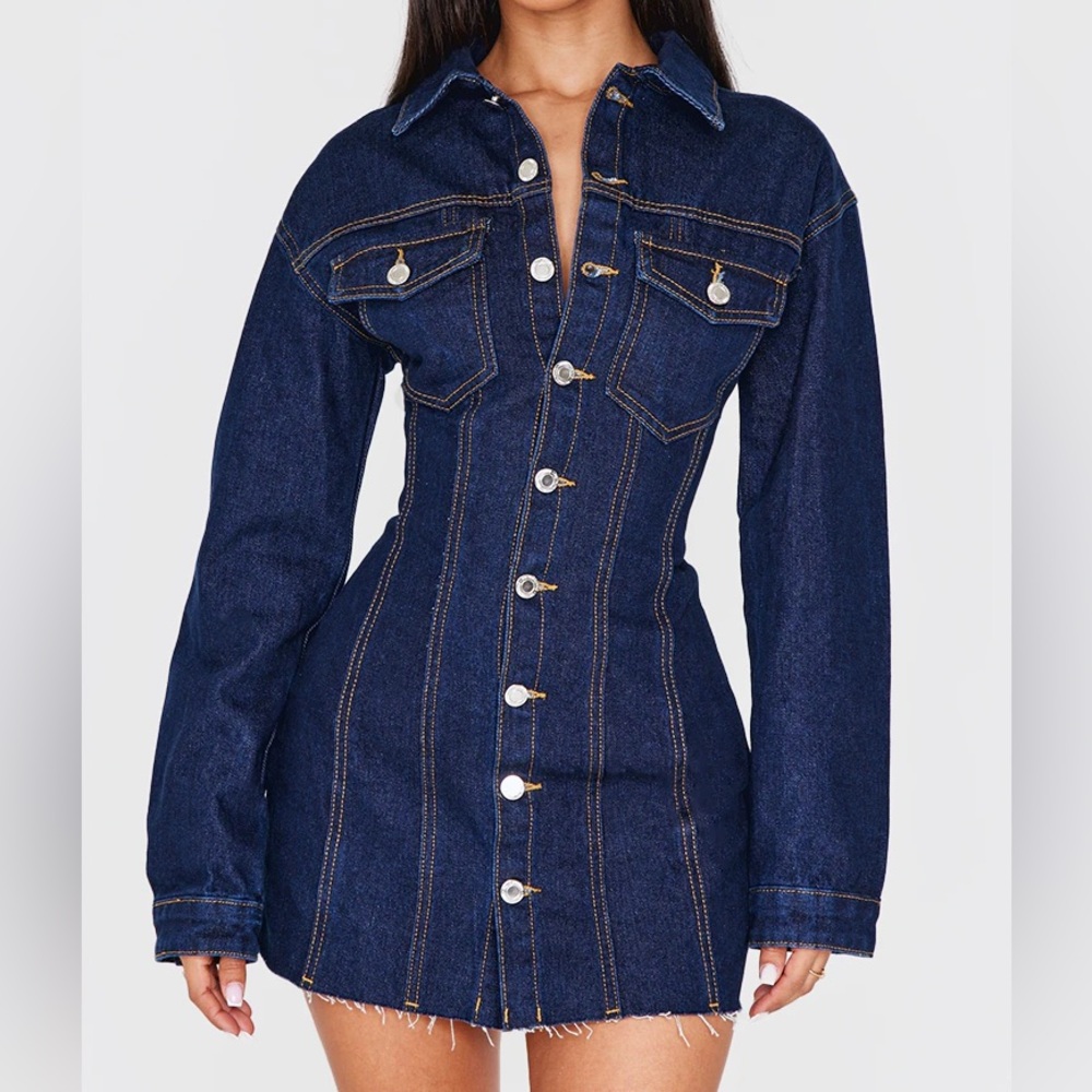 PrettyLittleThing Dark Blue Denim Dress